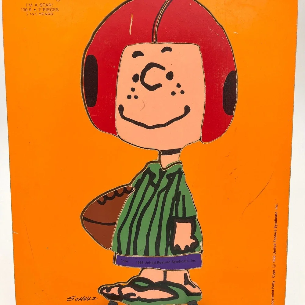 Vintage Playskool Peanuts Peppermint Patty Wood Tray Puzzle 1966 Schulz 230-9